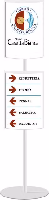 Mini Totem bifacciale in alluminio per 2 poster A3 verticali con stampa inclusa Top Eventi Store colore argento e bianco – 1