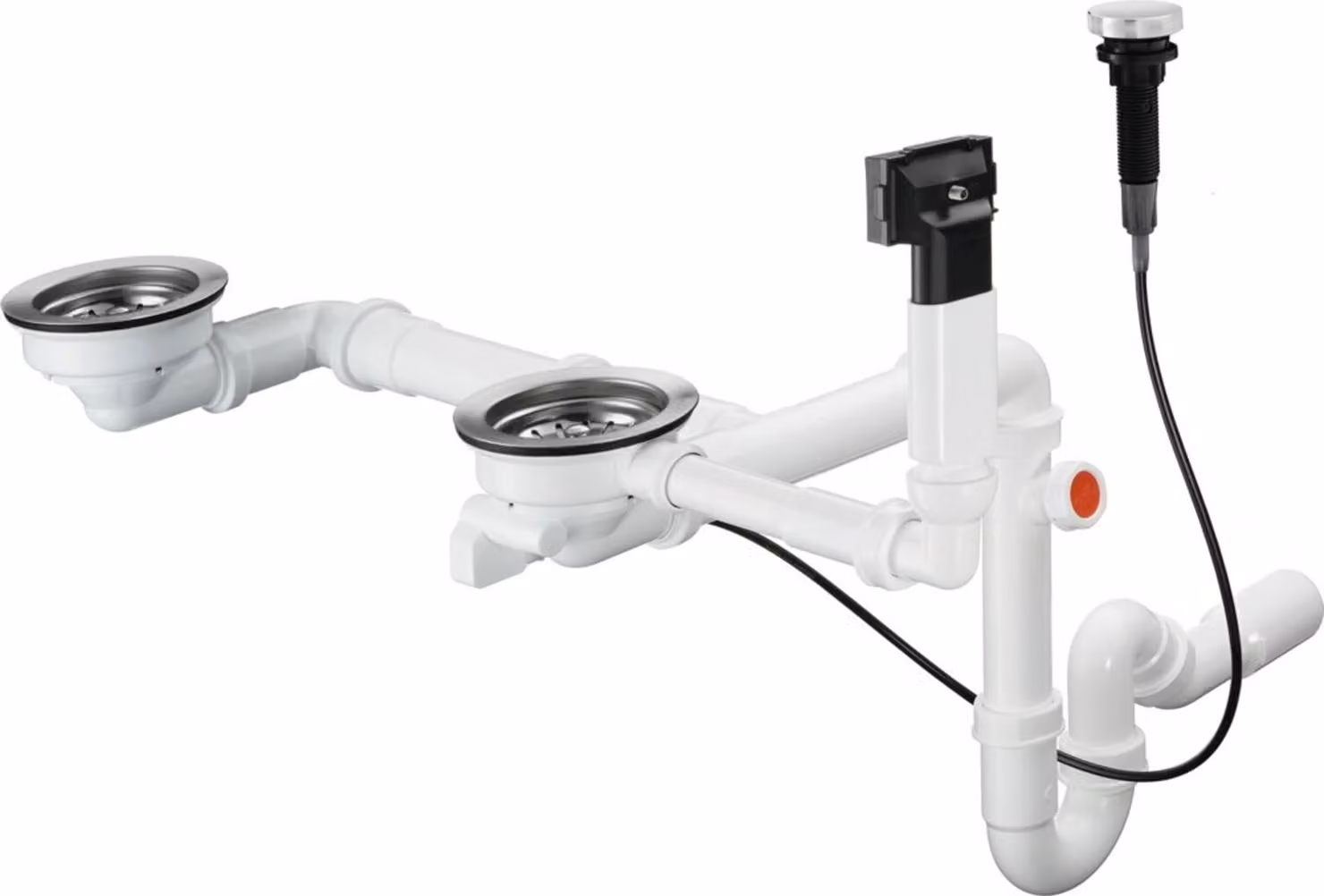Hansgrohe Set di scarico - Set di scarico e troppopieno automatico per lavello doppio in granito, cromo 43938000