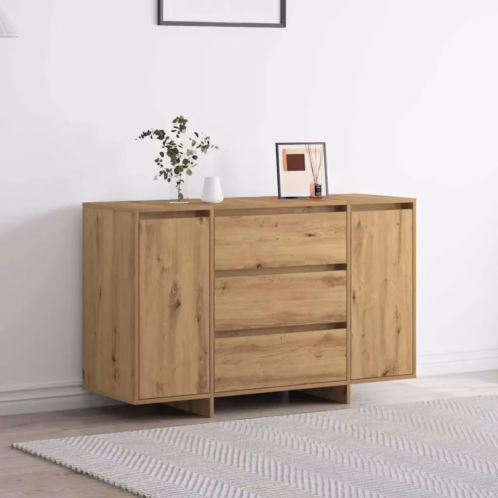 Credenza Buffet in Rovere Artigianale Moderno, Colore Marrone, L 120 x P 41 x H 75 cm – 2