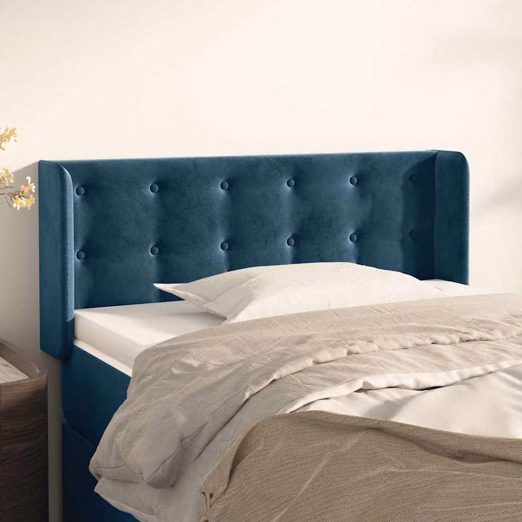 Testiera ad orecchio vidaXL in velluto blu scuro L: 83 cm, P: 16 cm, H: 78-88 cm