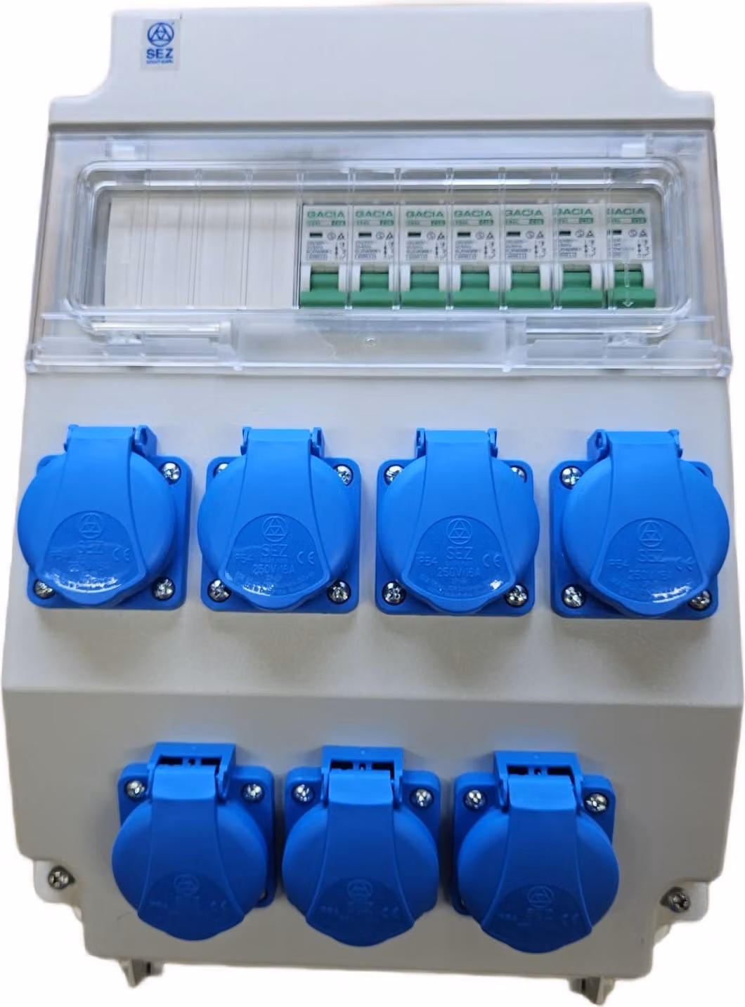 Quadro elettrico di distribuzione a parete 7 prese Schuko da 230 V con fusibili / LS trifase ROS11/x-25/S 95V-3