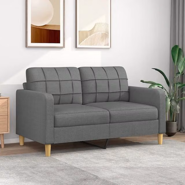 Divano a 2 Posti-Sofa 2 Posti Grigio Scuro 140 cm in Tessuto 357756
