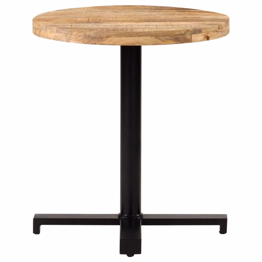 Tavolino da Bistrot Rotondo Ø70x75 cm in Legno di Mango Grezzo