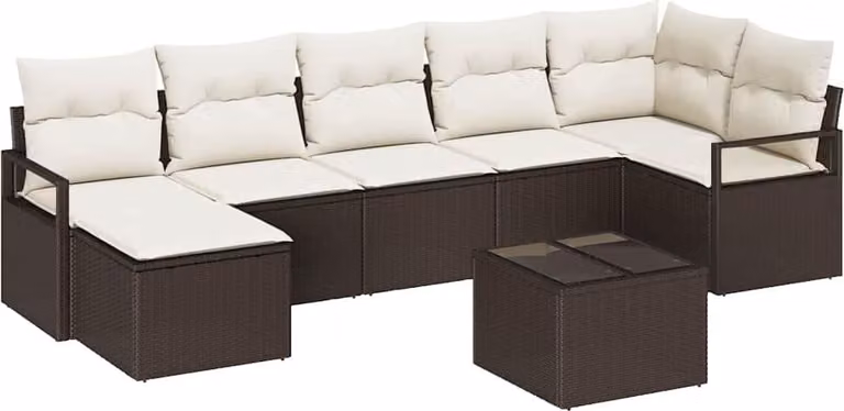 Set di divani 8 pcs Marrone polyrattan