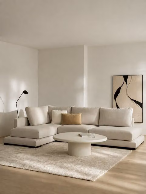 Divano componibile Travis Kenay Home con chaise longue a sinistra, 4 posti, colore perla, L: 293 cm