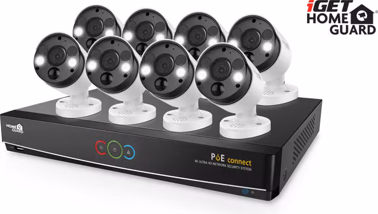iGET HGNVK164908 - Set di telecamere PoE UltraHD 4K, NVR 16CH + 8x telecamera IP 4K, audio, SMART W/M/Andr/iOS