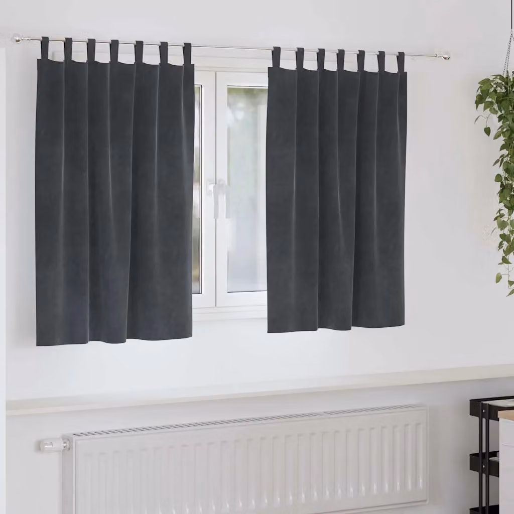 Set di 2 tende oscuranti vidaXL in velluto grigio, L: 140 cm x H: 140 cm
