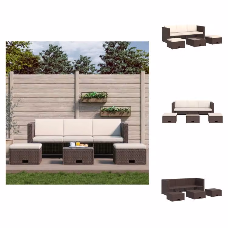 vidaXL Set da salotto da giardino 4 pezzi con cuscini in rattan marrone - Set di mobili da giardino
