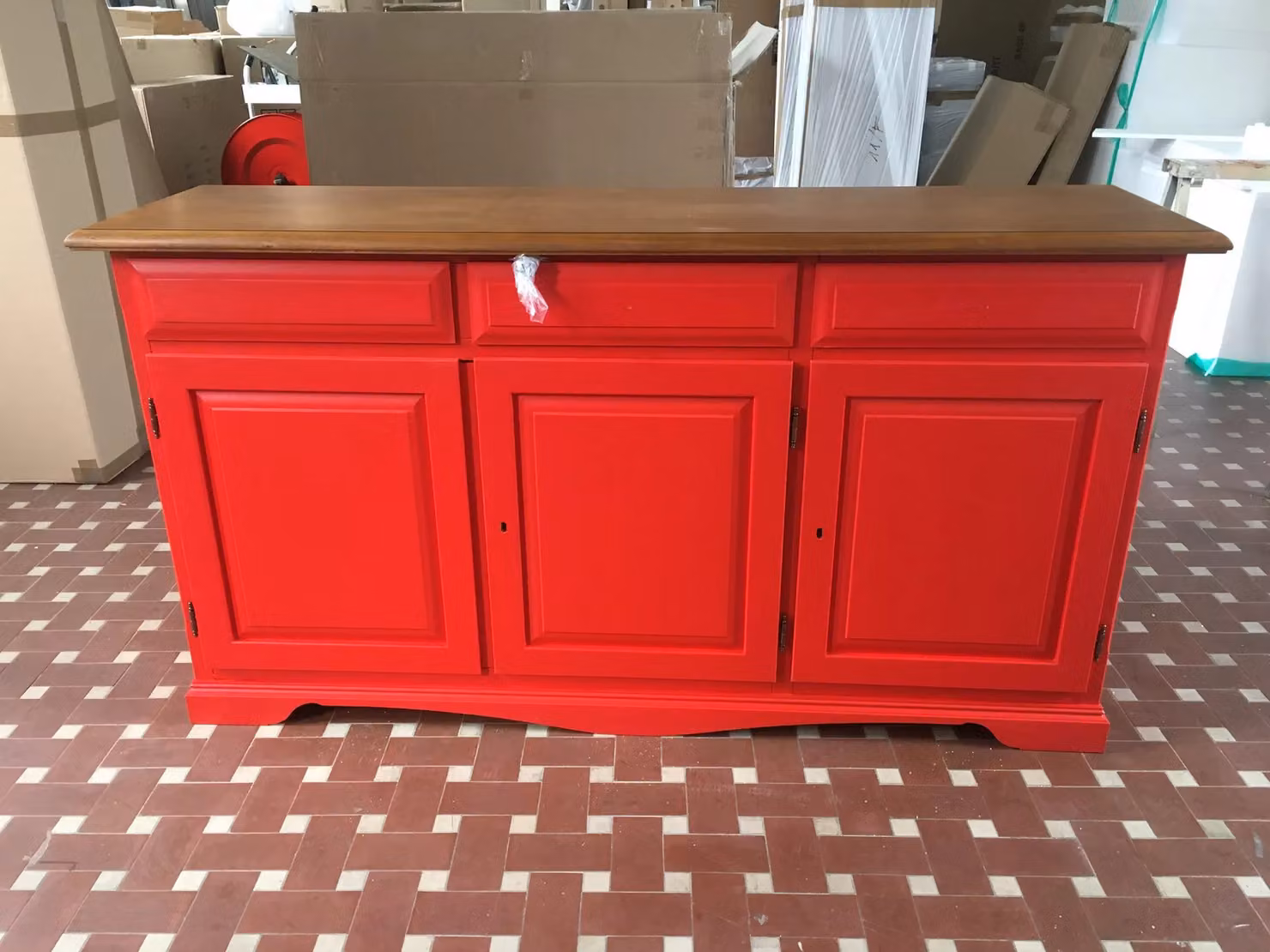Madia credenza in legno laccato rosso Mobili 2G L/P/H: 156 x 42 x 85 cm – 1
