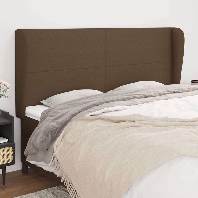 Testiera ad orecchio vidaXL in tessuto marrone scuro L: 163 cm, P: 23 cm, H: 118/128 cm