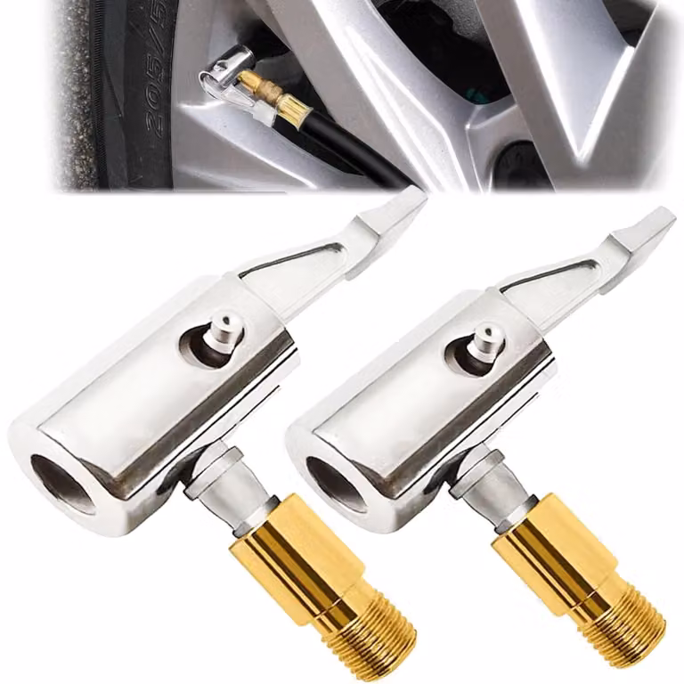 Connettore rapido per compressore d'aria - Set di 2 pezzi - Adatto per valvole di pneumatici per auto