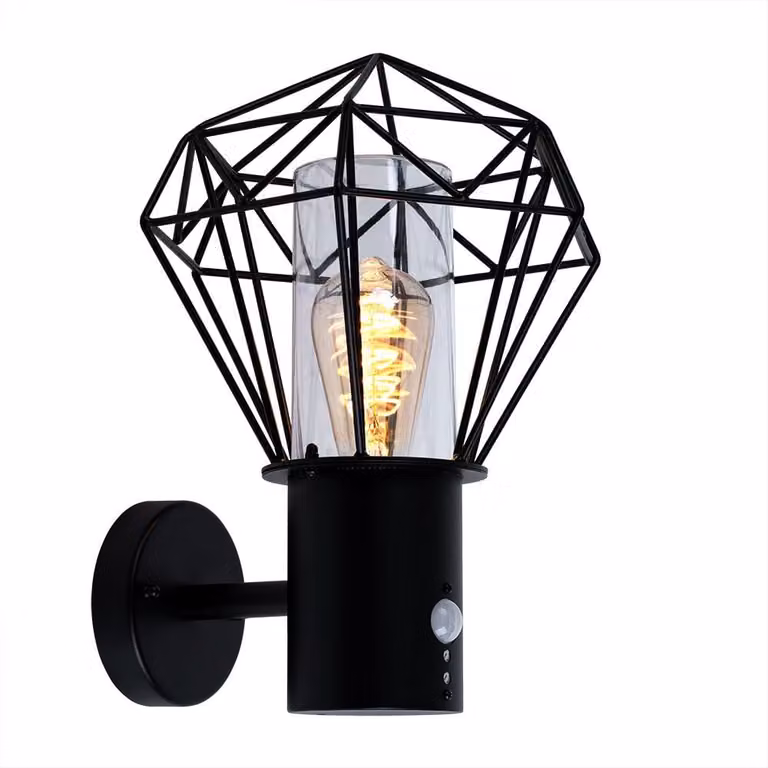 Lampada da parete esterna a LED RGB, con sensore di movimento, griglia, altezza 34 cm
