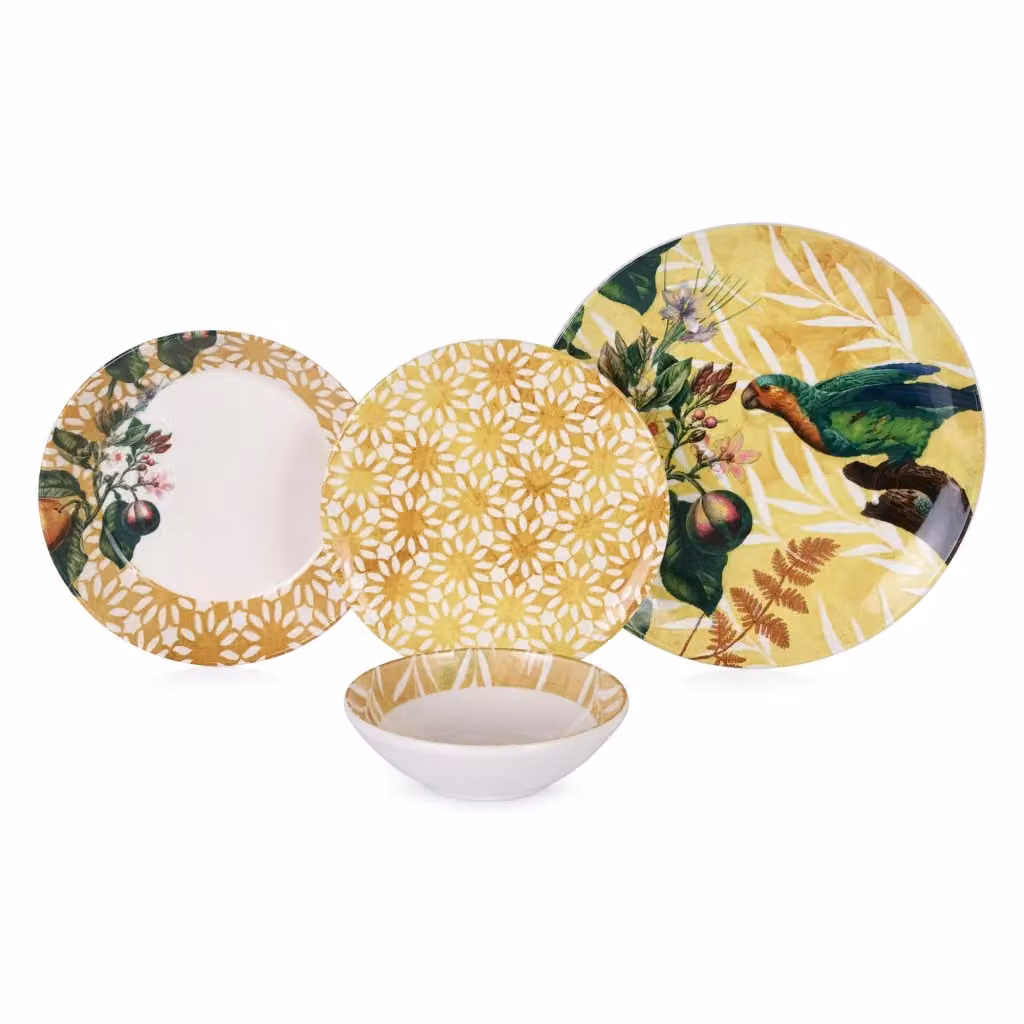 Servizio piatti Nomaga in ceramica da 24 pezzi, giallo – 2