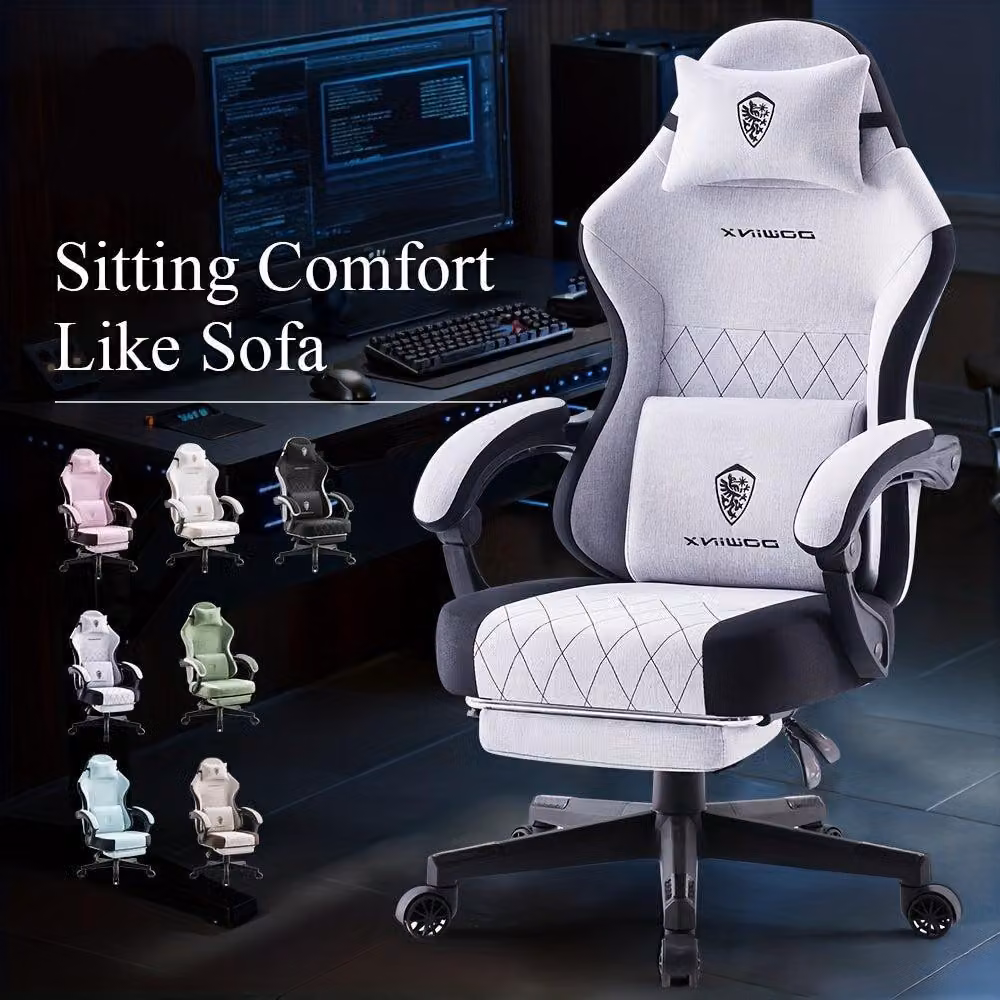 Sedia da gaming - Sedia da ufficio - Sedia per computer - Sedia da corsa - Sedia da gaming nera, grigia e verde