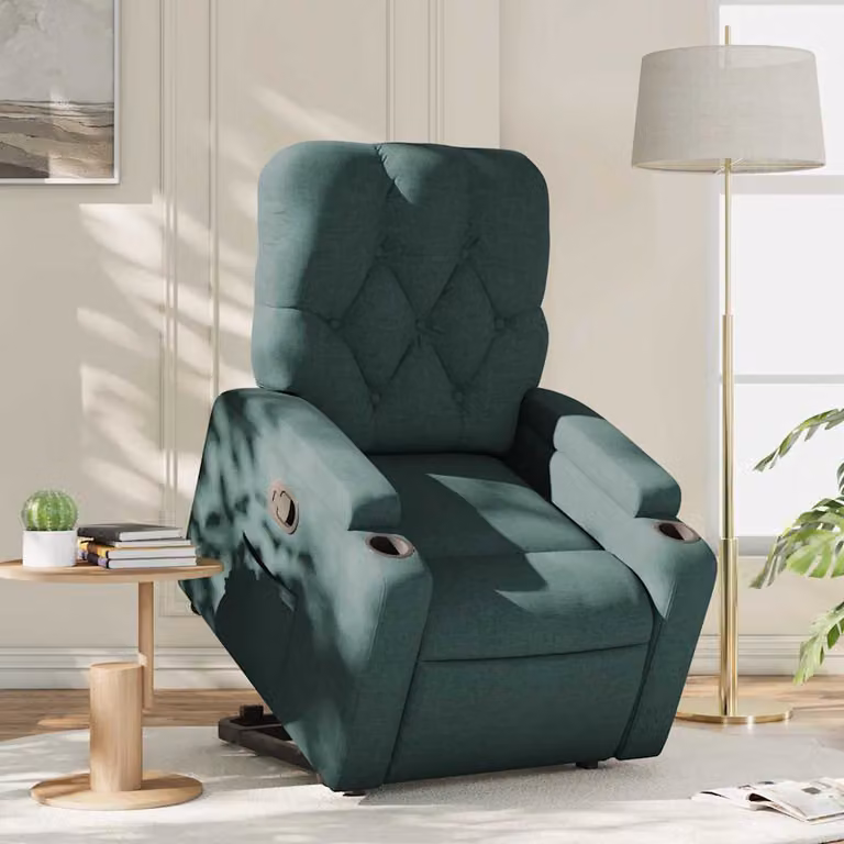 vidaXL Poltrona Alzapersona Reclinabile Verde con Assistenza Elettrica in Tessuto