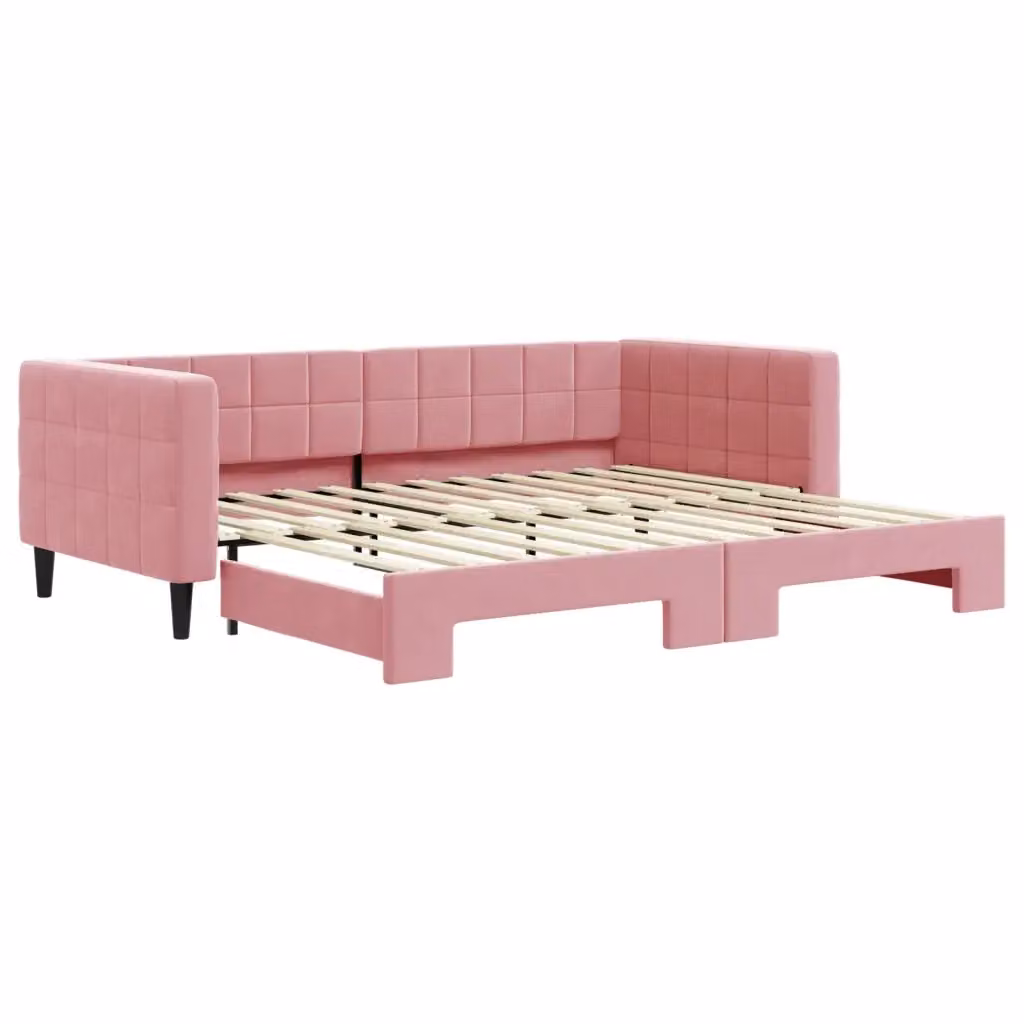 Divano Letto Moderno vidaXL in Velluto Rosa per Soggiorno e Camera da Letto – 2