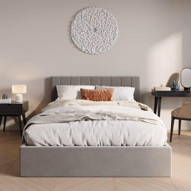 Letto imbottito 160x200 cm con contenitore e rete a doghe Letto matrimoniale con rete idraulica Letto imbottito Letto contenitore Struttura letto robusta | 200x160 cm velluto grigio chiaro