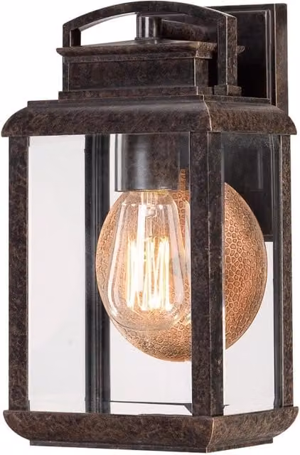 Applique da esterno Byron Quoizel in bronzo con vetro trasparente, attacco E27 60W, IP44