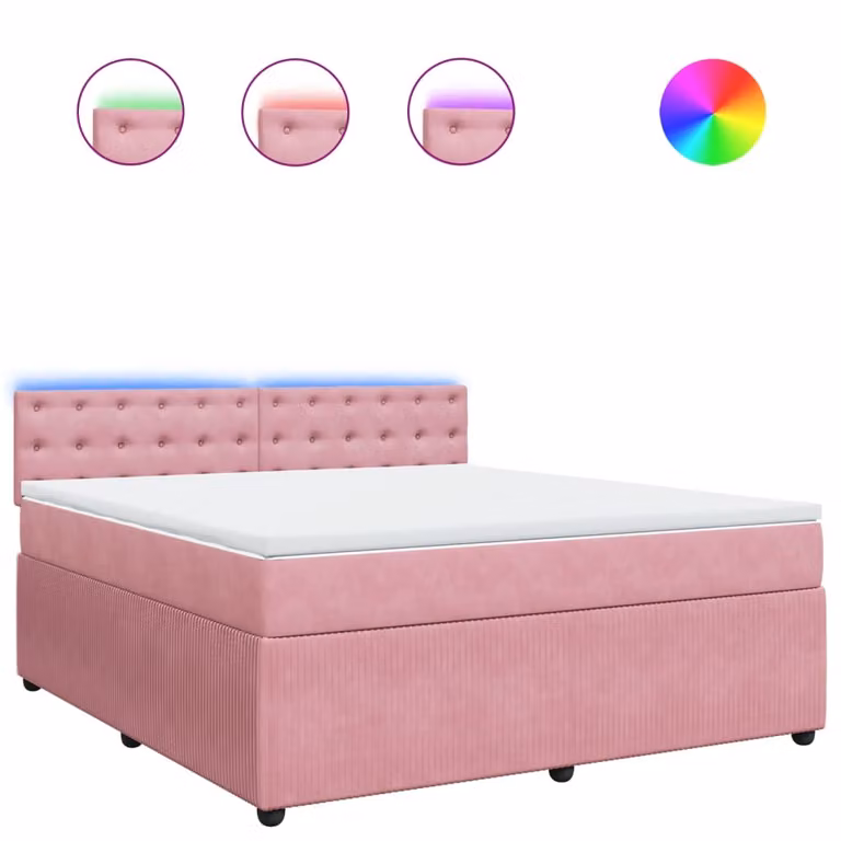 Giroletto a Molle con Materasso Rosa 180x200 cm in Velluto