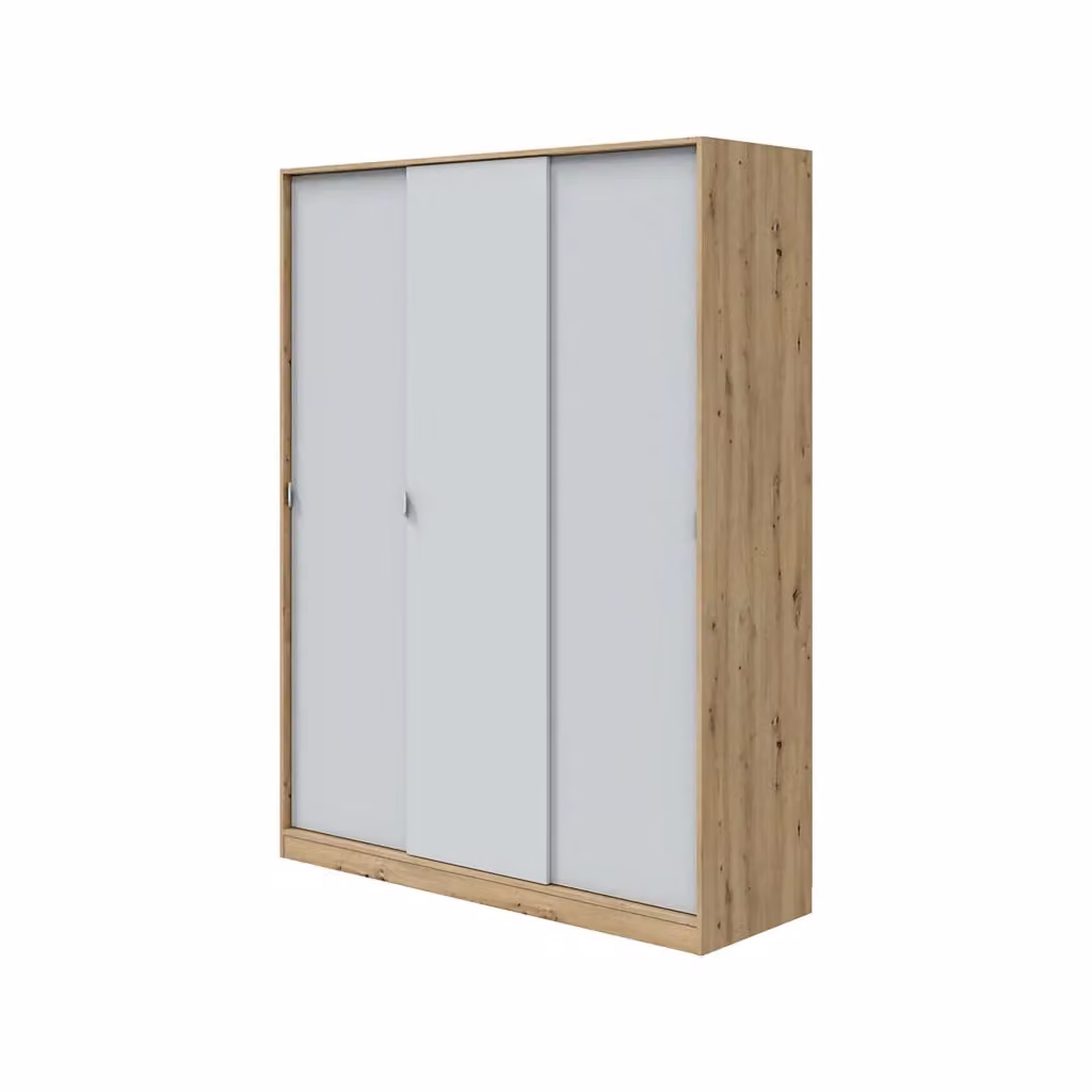 Armadio moderno DMORA per camera da letto con ante scorrevoli e ripiani interni, finitura rovere, L: 150 cm, H: 200 cm, P: 50 cm – 2