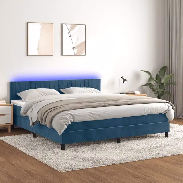 Letto Ibrido vidaXL con Materasso e Illuminazione LED Blu e Bianco, L/P/H: 160 x 200 x 88 cm