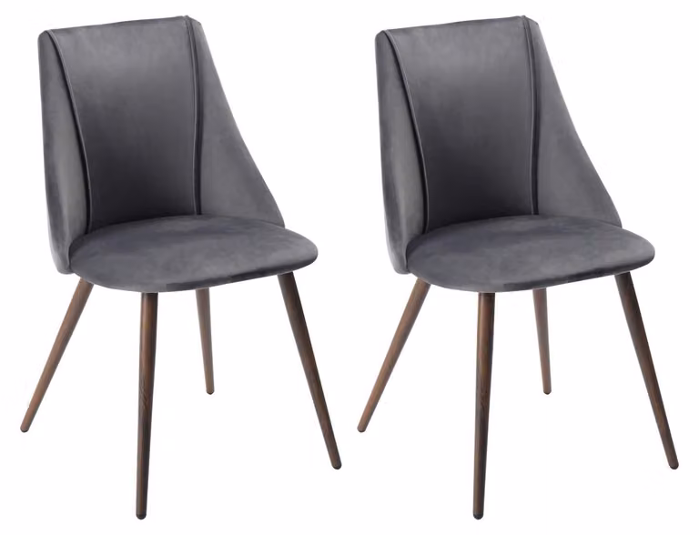 Set di 2 sedie da pranzo in stile Mid Century, rivestite in velluto, con gambe in metallo, colore verde, dimensioni 52,5 x 49,5 x 83 cm