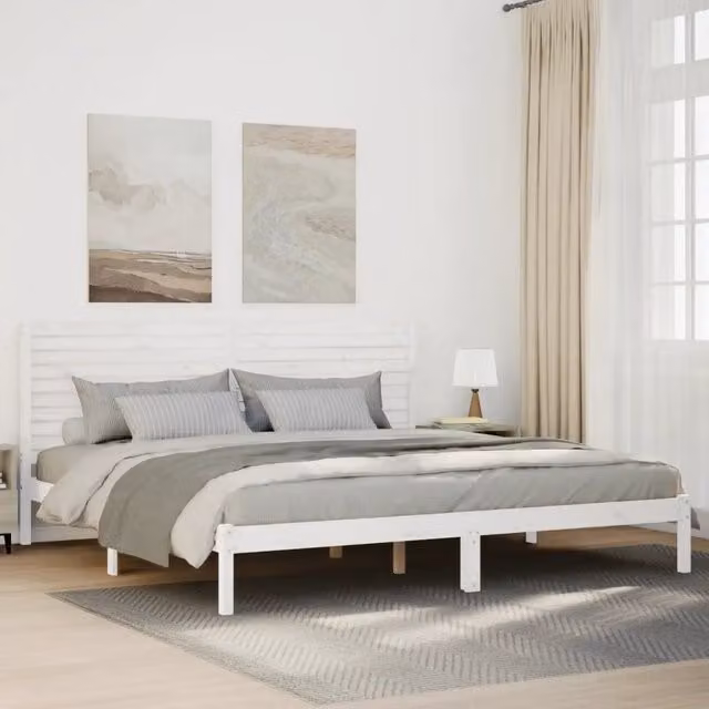 Giroletto Extra Lungo senza Materasso-Struttura Letto Bianco 180x210cm Massello