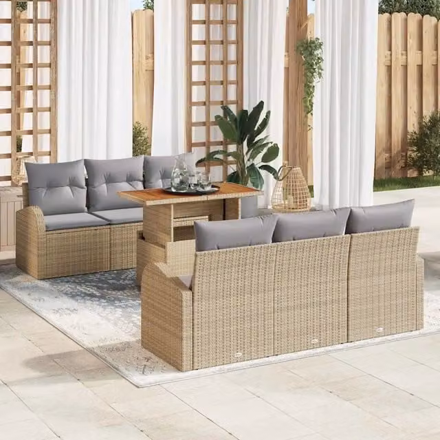 Set Divano da Giardino 7 pz beige e grigio chiaro 3349531