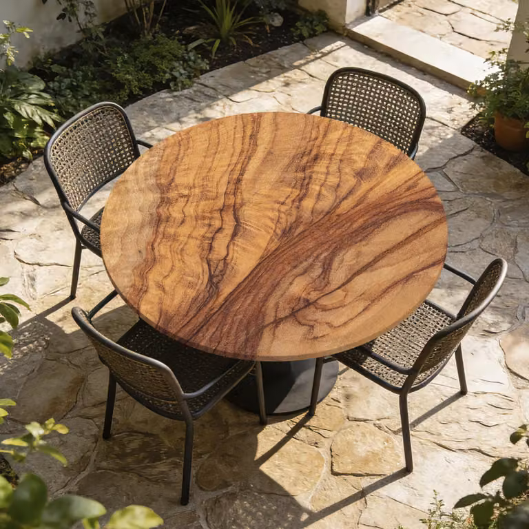 Tovaglia rotonda con elastico, lavabile, diametro 130 cm, aspetto legno, ideale per giardino e ristorante