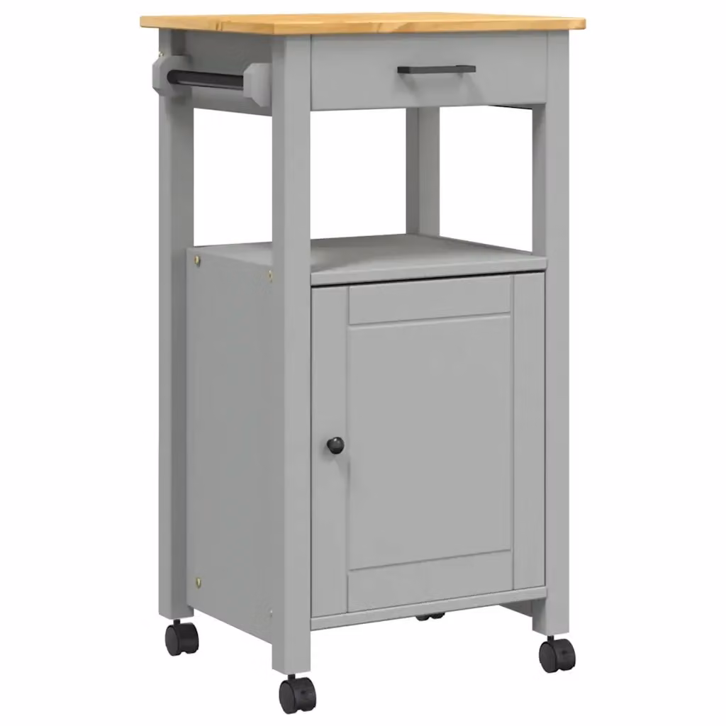 Carrello da cucina e scaffale MONZA Design Mania in legno massello di pino grigio con ruote L/P/H: 48 x 40 x 88,5 cm – 2