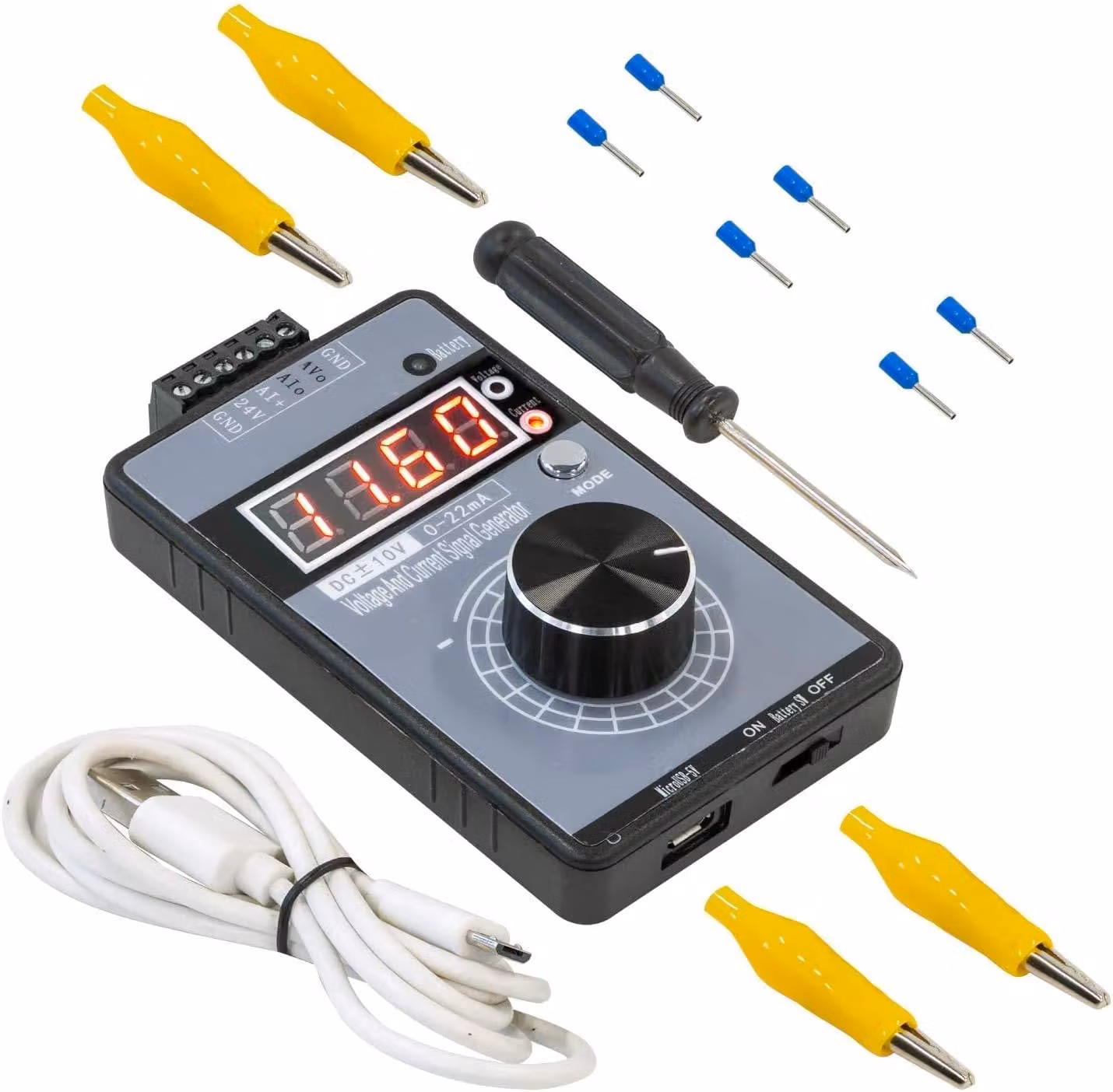 Generatore di segnale di tensione da 10 V, 0–20 mA, ricaricabile, con batteria integrata
