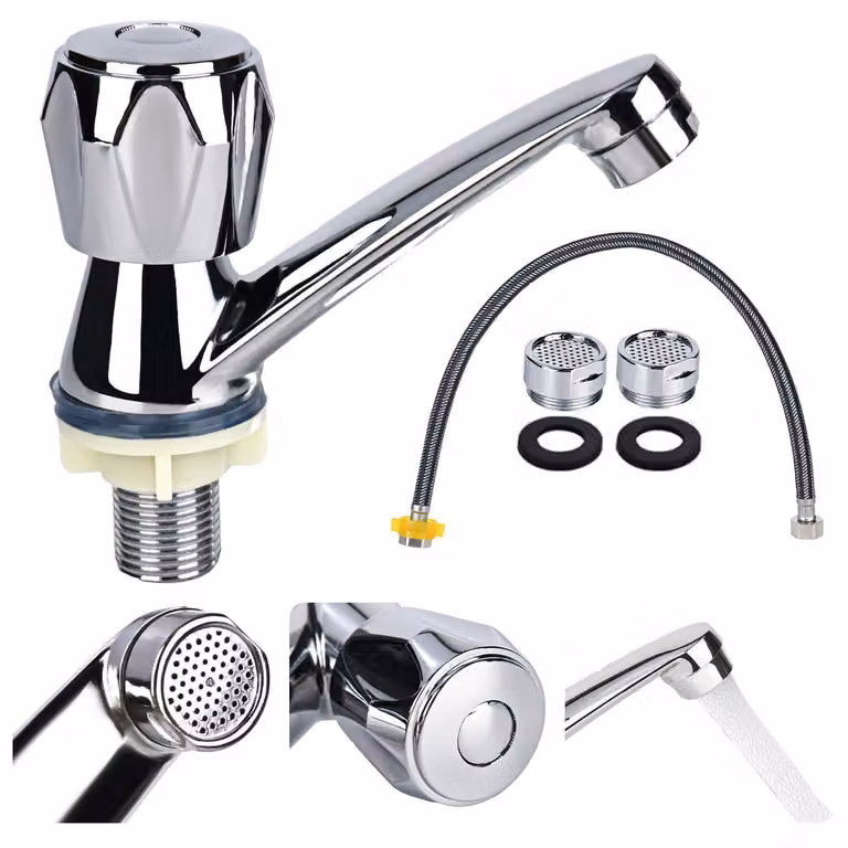 Miscelatore monocomando per lavabo, solo acqua fredda, cromato, lunghezza 60 cm, con tubo