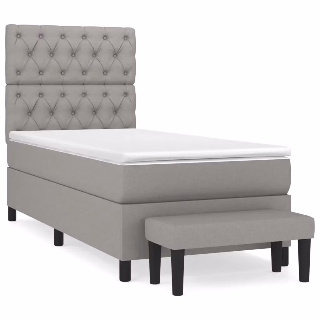 vidaXL Letto Ibrido con Giroletto a Molle e Materasso in Tessuto Grigio e Bianco, L/P/H: 80 x 200 cm – 2