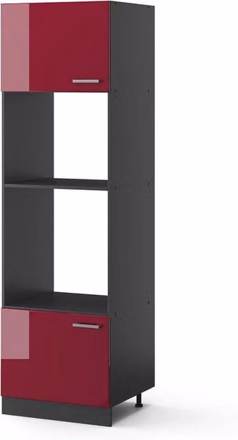 Mobile cucina microonde R-Line Rosso lucido/Antracite 60 cm Vicco