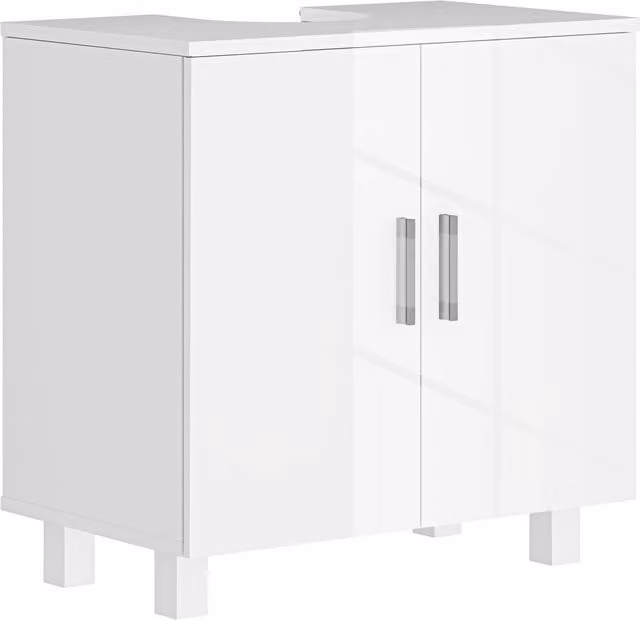 Mobile Sotto Lavabo da Bagno HOMCOM Bianco con 2 Ante e Ripiano Centrale in MDF L: 60 cm, P: 35 cm, H: 60 cm