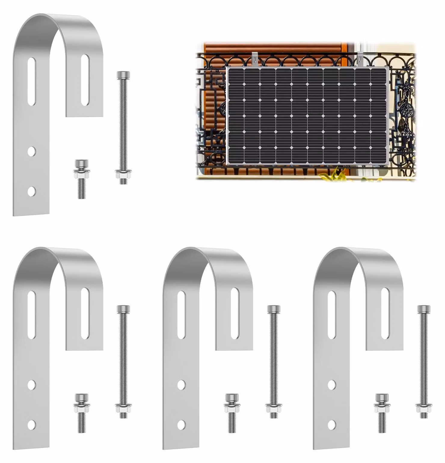 4 ganci per impianti fotovoltaici da balcone, acciaio inossidabile 304, dimensioni 17,8 x 7,9 x 3,9 cm
