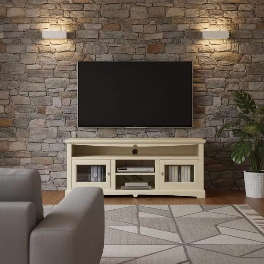 Mobile porta TV Goccia Mobili 2G in legno e vetro, colore beige e bianco, stile moderno L/P/H: 170 x 46 x 69 cm – 1
