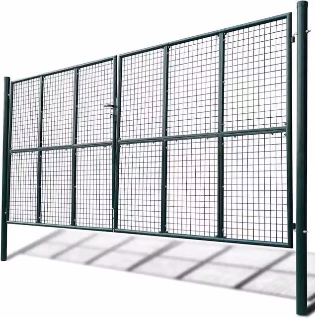 Cancello da Giardino Doppio in Rete in Acciaio Zincato Verde vidaXL L: 400 cm, H: 200 cm