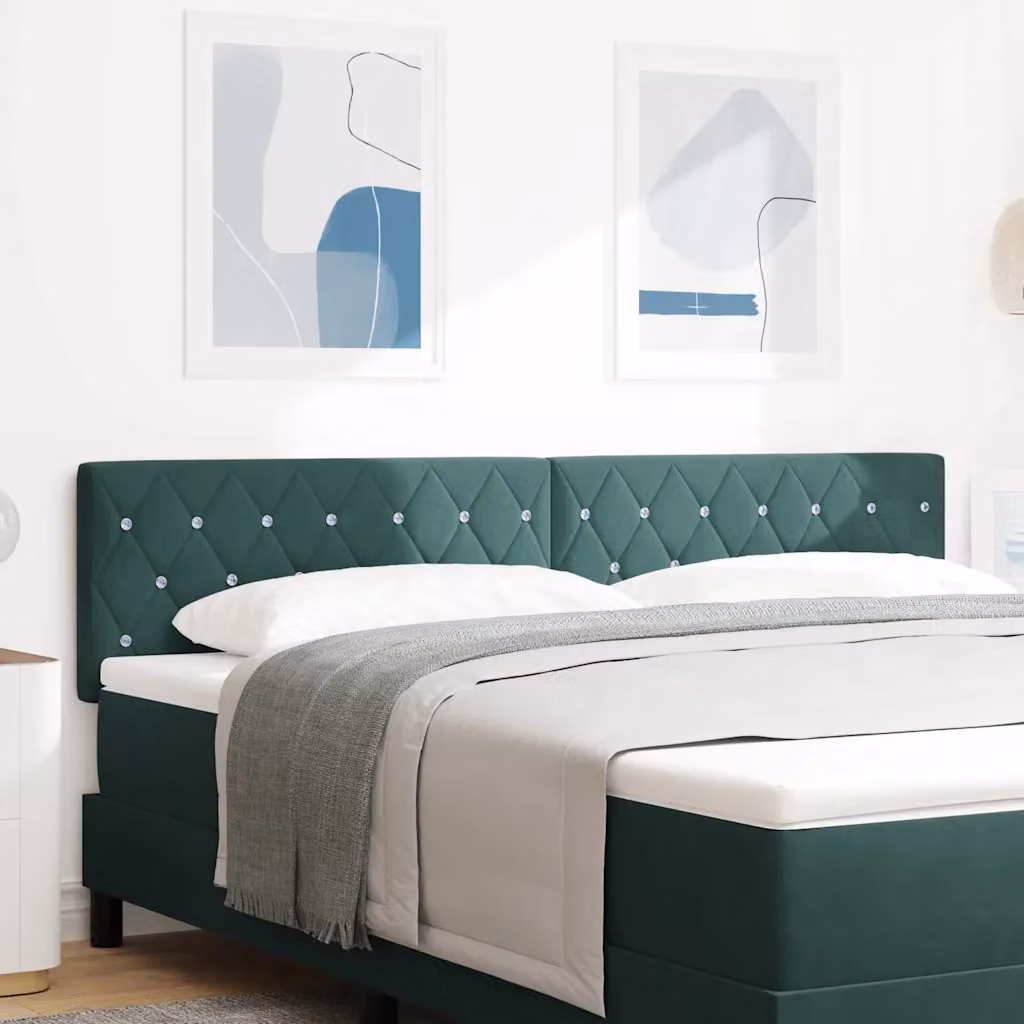 Testiera per letto vidaXL in velluto verde scuro con illuminazione LED integrata, Larghezza: 180 cm