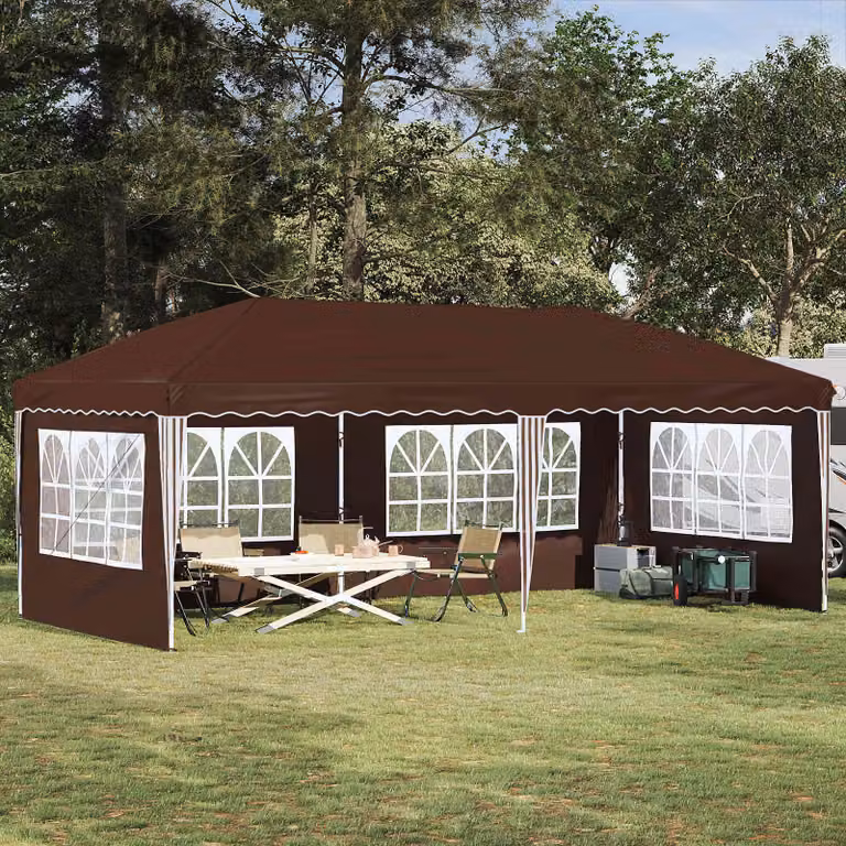 vidaXL Tenda per feste a pop-up Marrone L: 575 cm, P: 289 cm, H: 245 cm