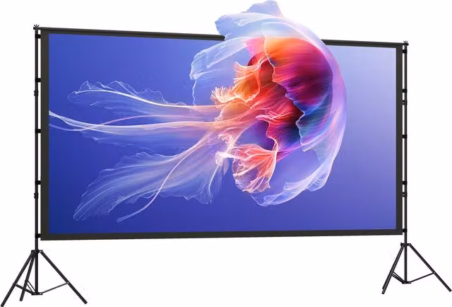 HOMCOM Telo per Proiettore 120" 16:9 HD 4K/8K, Angolo di Visione 160°, Doppia Facciata e Treppiedi Pieghevoli, Bianco   Aosom Italy