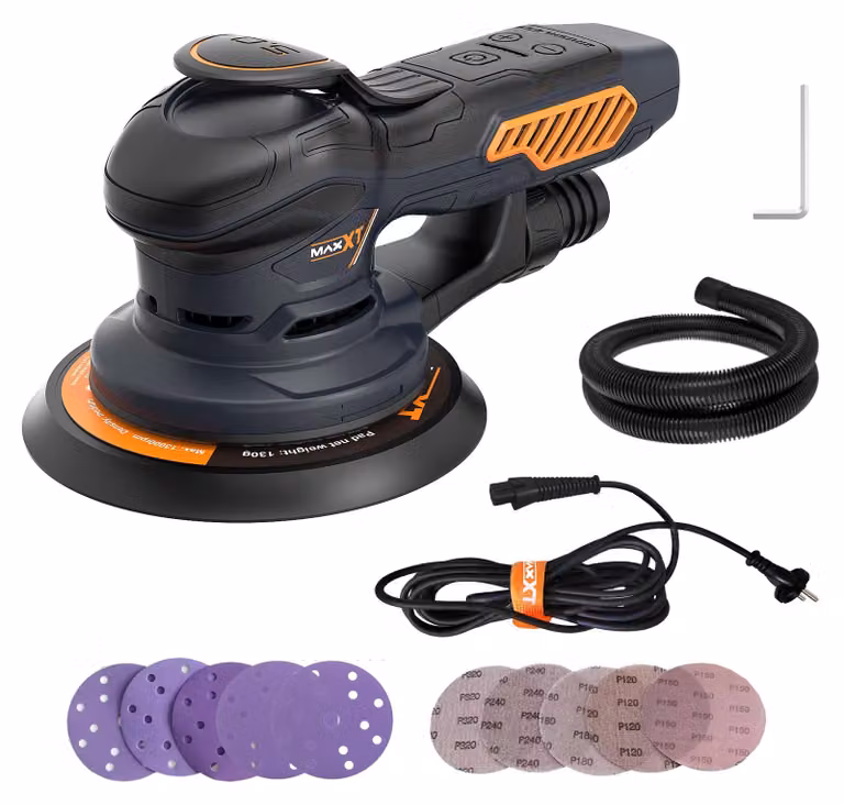 Levigatrice orbitale da 150 mm - Potenza 350 W - Elettrica con cavo - Grana media, adatta per legno e pareti