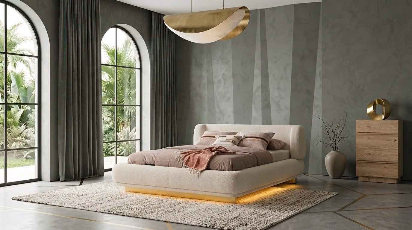 Comodino Bett, stile moderno, beige, confortevole e pratico