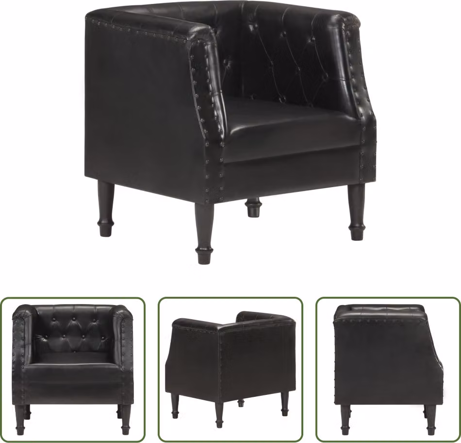 The Living Store Poltrona in vera pelle nera