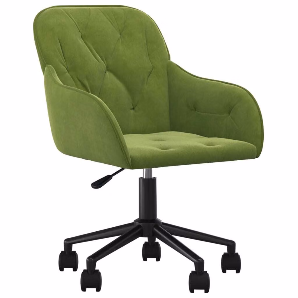 Sedia da Ufficio Girevole Verde Chiaro in Velluto
