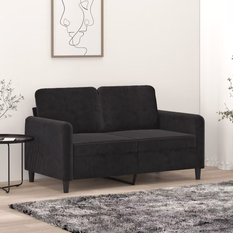 Divano esclusivo, due posti, nero, 120 cm, in velluto