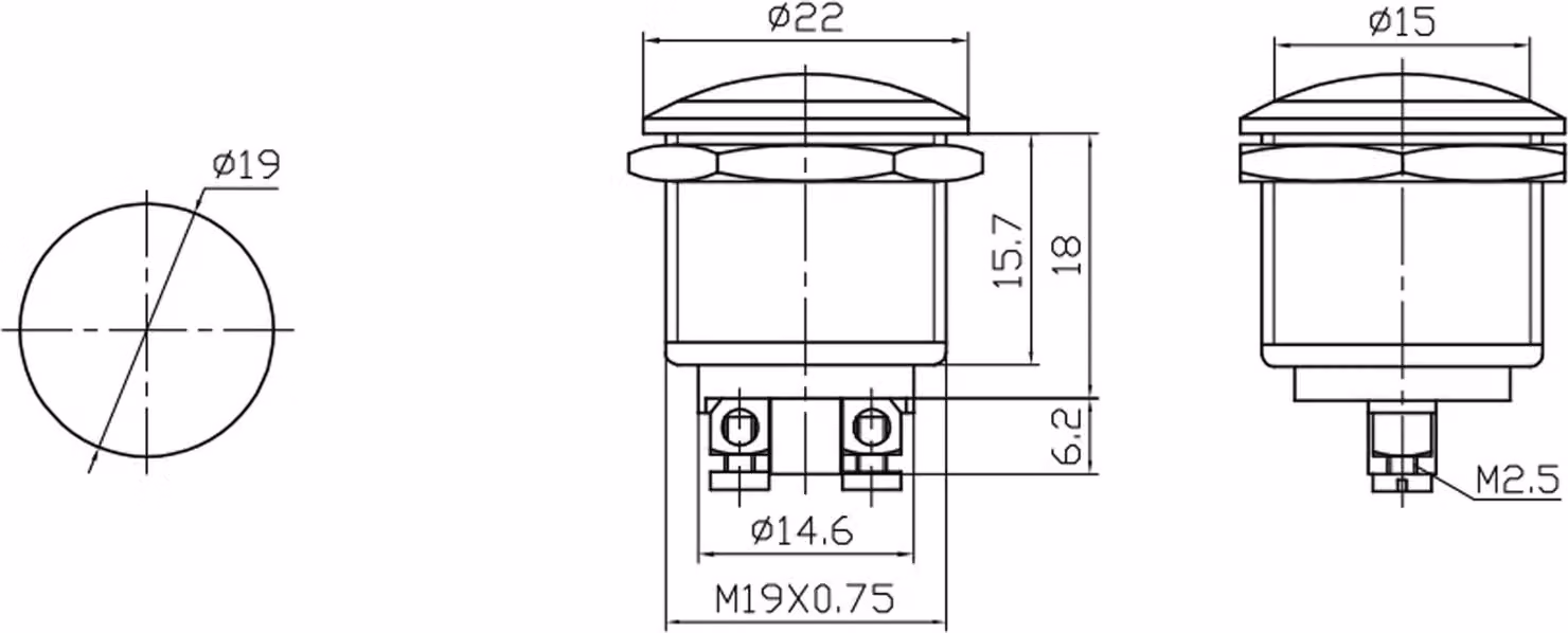 Pulsante PBS-28B, contatto NO
