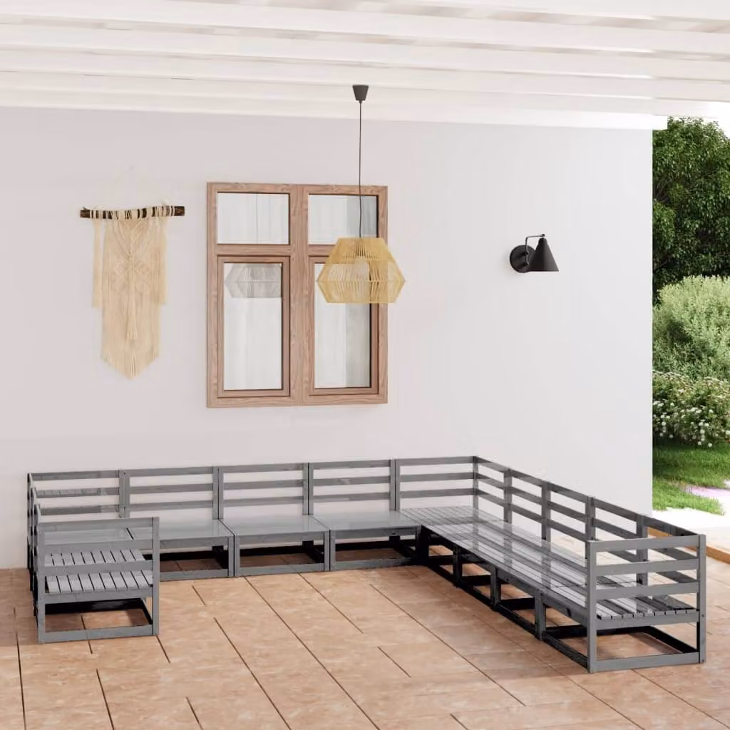 Maison Exclusive - Set Divani da Giardino 11 pz in Legno Massello di Pino