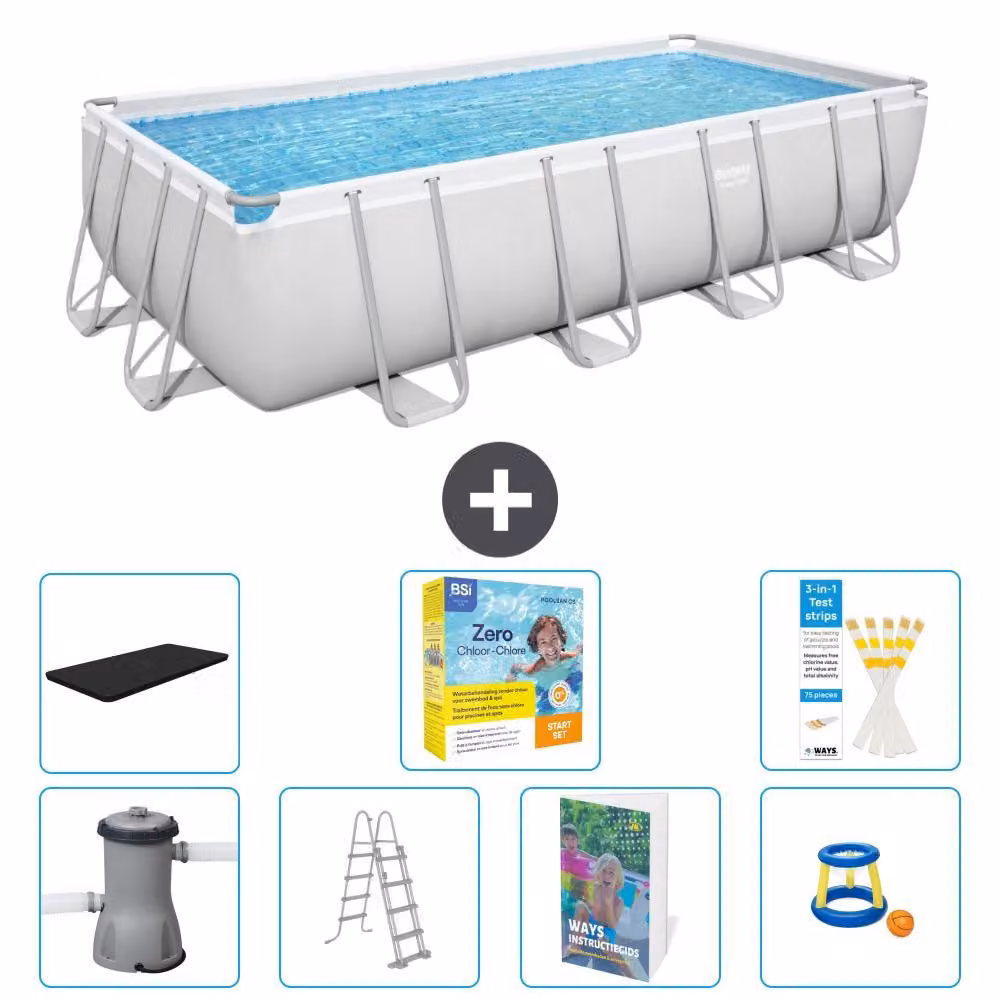 Bestway Power Steel, piscina rettangolare - 488x244x122 cm - composta da 6 parti, modello S529