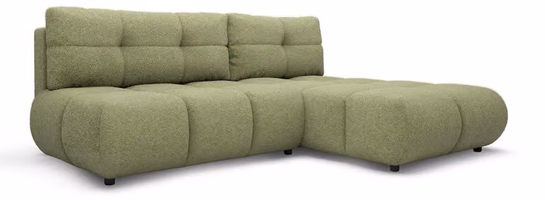 Divano angolare con funzione letto, modello Milorya, lato destro, colore verde muschio